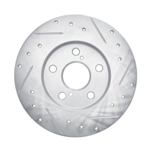 Pontiac Vibe Brake Rotor (1) - Rear Left - R1 Concepts - Drilled & Slotted - Silver - `08-`18